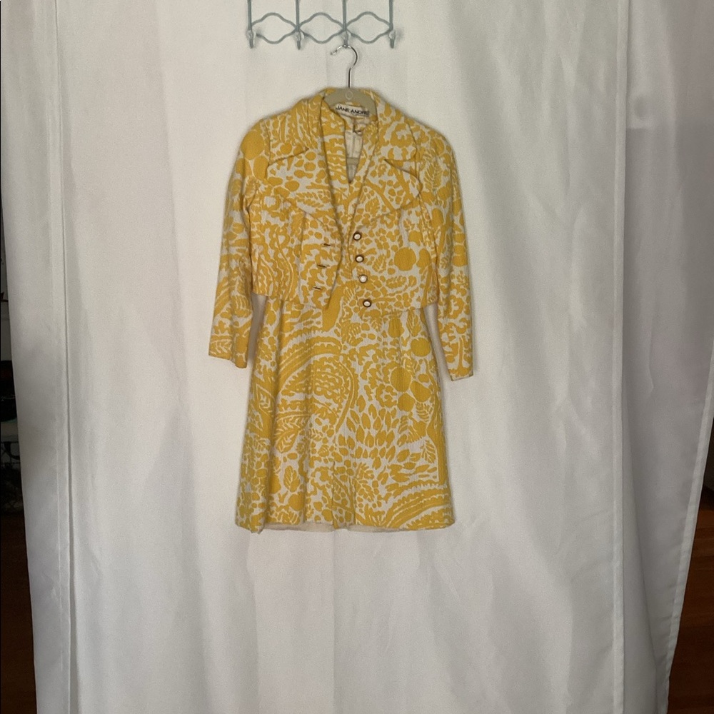 Vintage yellow thermal dress with jacket